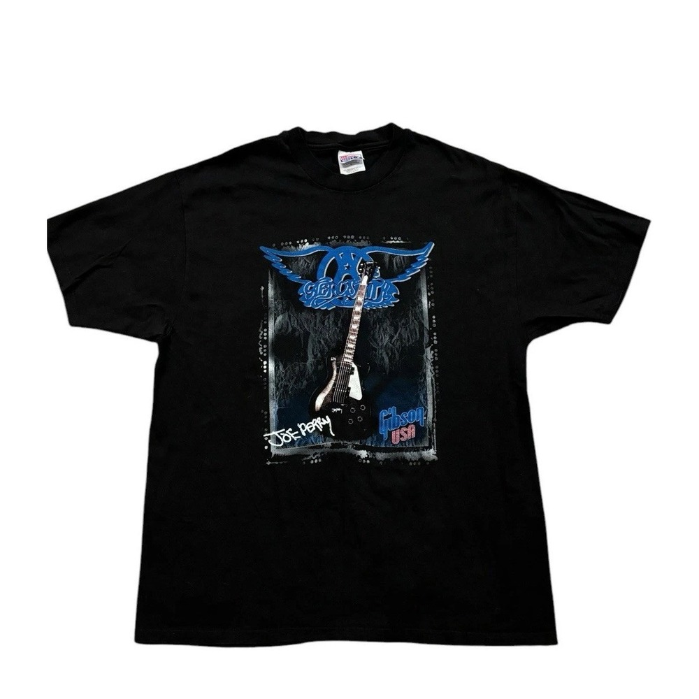 Vintage 1997 Aerosmith‎ Joe Perry Gibson USA T Shirt Tour Promo XL EUC